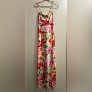 iris Floral Print Dress in Red, Pink & Green